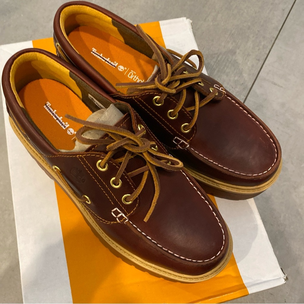 Timberland Burgundy Brown Chunky Lug Sole Boat Shoes - Picture 2 of 7